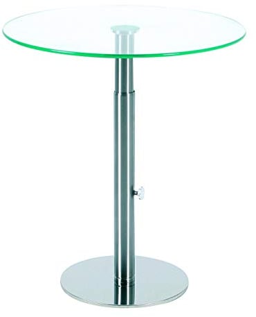 Ebinger Couch- und Beistelltisch in Edelstahl höhenverstellbar Ø 495 mm Klarer ESG-Sicherheitsglasplatte Tischhöhe max. 630 mm P740.35.0
