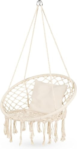 Outtec Hängesessel XXL Luna, zum Aufhängen Boho - bis 150kg Belastbar - für Draußen und Drinnen Geeignet – Hängeschaukel - Indoor & Outdoor - Hängekorb Camping - für Garten – Terrasse