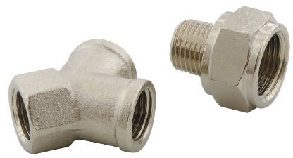 Mecafer 156128 - Raccordo a 3 vie, 1 x 3/8 (9,52 mm) femmina, 2 x 1/4 (6,35 mm) femmina