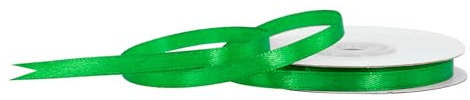 Satinband 6mm x 25m Rolle - FARBAUSWAHL in 3/6/12/18/25/38/50/75/100mm - farbecht & waschbar - Schleifenband für Hochzeit - Geschenkband zum Verpacken Dekorieren Basteln - Grün 580