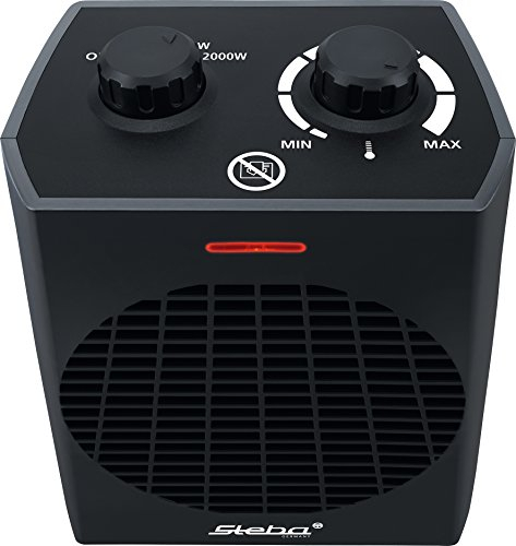 Steba Heizlüfter FH 504, 4 Stufen-Schalter: aus/Kaltluft/Warmluft (1000W)/Heißluft (2000W), Raumthermostat, Doppelisolation, Sicherheitsabschaltung dank Kipp-Schalter, Überhitzungsschutz, Tragegriff