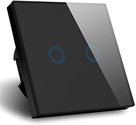 Interrupteur tactile 2 vitesses 1 Way Touch Type Interrupteur en verre Noir