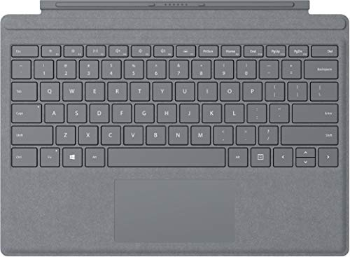 Microsoft Surface Pro Signature Type Cover (Kompatibel mit Surface Pro 6/Pro/Pro 4/Pro 3, LED-Hintergrundbeleuchtung, Qwertz Tastatur) platin grau