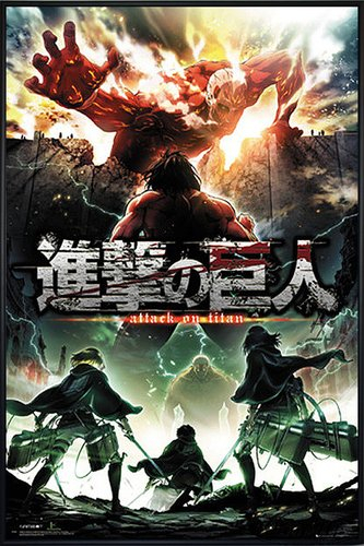 Close Up Attack On Titan Poster Season 2 Key Art (93x62 cm) gerahmt in: Rahmen schwarz