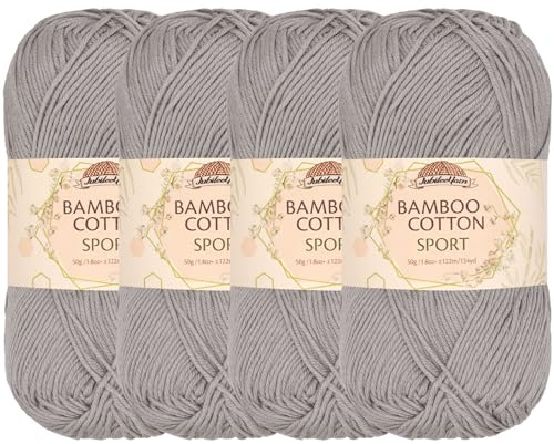 JubileeYarn Bamboo Cotton Sport Yarn - 50g/Skein - Smoky Sky - 4 Skeins