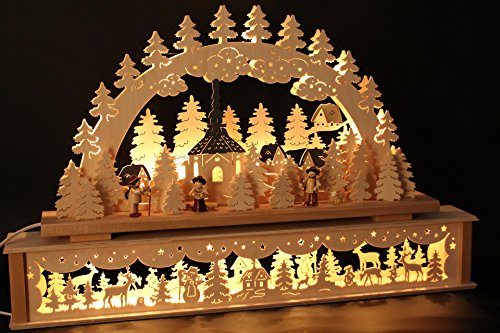SchwibboLa Original Erzgebirgischer Schwibbogen mit Erhöhung Lichterbogen XXL Verschieden Größen FREIE Auswahl (Motiv5: 72x45cm (BxH))