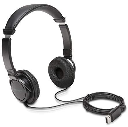 Kensington USB-A Hi-Fi Headphones, On-Ear Headset, 6ft Cord, for Kids, for Adults, for School, Padded Adjustable Headband (K97600WW), Black