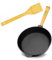 Poêle en fonte de 26 cm de 65 mm de haut avec manche en bois BRIZOLL - Poele ronde avec spatule - Poêle à frire à induction - Convient pour barbecue à gaz, four, foyer et tous feux dont induction