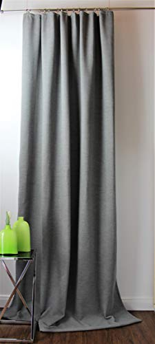 NOVUM fix Filzvorhang mit Kräuselband Softfilz Thermovorhang Kälteschutz Türvorhang Raumteiler Übergardine Grau Klimavorhang energeisparen 138x250cm(BxH)
