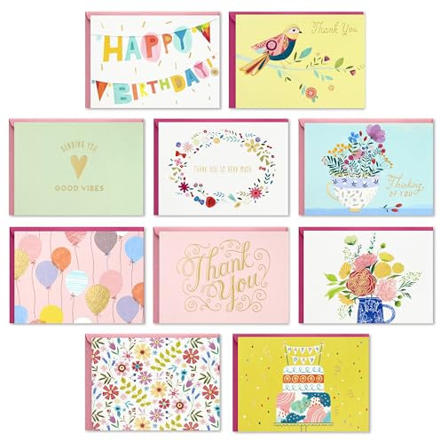 Hallmark Verschiedene Grußkarten, Good Vibes (30 Stück, mit Umschlägen) für Muttertag, Geburtstag, Thinking of You, Dankeschön, Blanko-Notizen