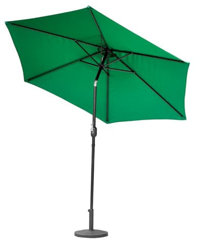 Harrier 2.7m Garden Parasol with Crank Handle & Tilt Function [5 Colour Options] – Outdoor Garden Patio Umbrella with Optional Waterproof Cover (Dark Green, Parasol Only)