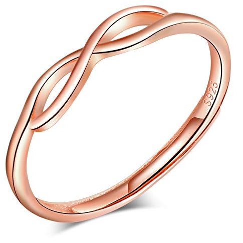 CPSLOVE Anelli da donna da ragazza, anello in argento 925, Elegante anello simbolo infinito, Oro rosa, anello aperto, misura regolabile, fede nuziale, circonferenza delle dita adatto:48,5-57mm