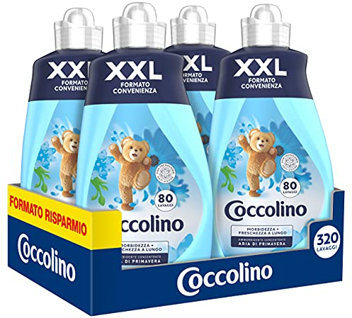 Coccolino Weichspülerkonzentrat, Frühlingsluft, 8 Liter, 320 Waschgänge, 4 x 80 Waschgänge