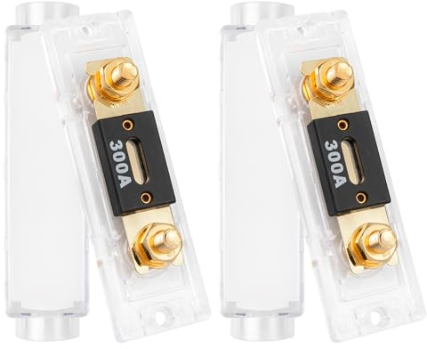 RED WOLF Car Radio Audio ANL Fuse Block Holder with 300 Amp 12 V Fusible Distribution Block 0/2/4 Gauge In Out for Trolling Motor ATV Trailer Inverters and Video System 2 PCS, Gold Plated