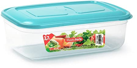 CABLEPELADO Fiambrera almacenamiento de alimento | Plástico con Tapa | Libre de BPA | Apto para microondas y lavavajillas | 3.7 Litros | 30 cm de ancho x 19.5 cm de fondo x 8.6 cm de altura