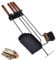 Aqbau® Kaminbesteck Schwarz Wandhängend 4 tlg SET - Kamingarnitur mit Ascheschaufel, Kaminzubehör Modern - Kamin Besteck - Kaminwerkzeug Schürhaken, Ofenbesteck, Kamin Set mit Schaufel