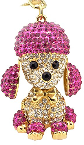 Shining crown süßer Hund Strass Schlüsselanhänger für Frauen funkelnde Legierung Taschen-Geldbörsen-Dekorationsanhänger Charm-Auto-Schlüsselanhänger süßes Taschenzubehör (rot)