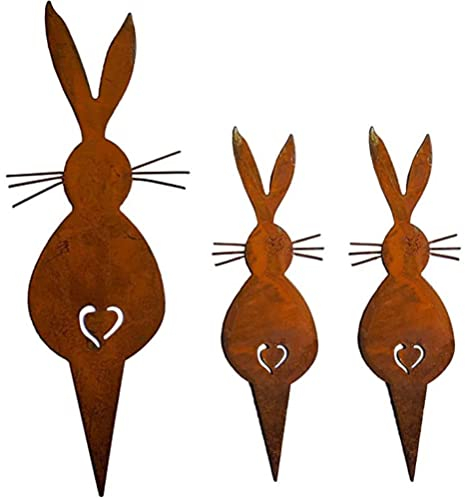 zuoshini Osterhase Metall Gartenkunst Dekor Garten Tier Handwerk Ornament Garten Geschenke Outdoor Dekorationen für Garten, Hof, Rasen, 2 Größen