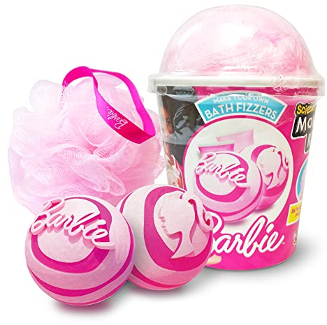 Barbie by Bladez Toyz Make Your Own Bath Fizzers Peach Scented - Includes Scrunchie for Luxurious Bath Time - STEM Learning Activity - Science Barbie Accessories & Gifts - Perfect for Barbie Girl Fun