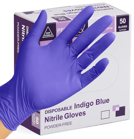 PEIPU Gants en nitrile, gants de nettoyage jetables, sans poudre, sans latex, sans caoutchouc, gants de protection non stériles à usage unique (50, Medium)