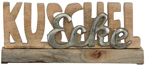 Brandsseller Deko-Schriftzug Kuschelecke ca. 28 cm Höhe 12 cm auf Mangoholz-Sockel