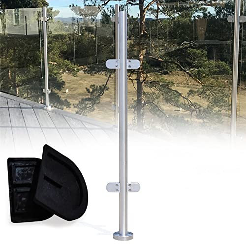 Balaustres 110 cm de acero inoxidable Balcón Barandilla Kit de barandilla de vidrio Postes adecuados Balaustrada Panel de valla Cuñas Barandillas de piscina (nombre: 110 cm Barandilla columna central)