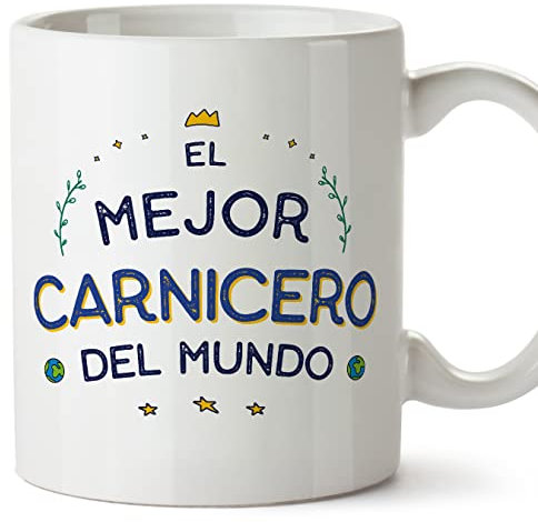 MUGFFINS Tazas para CARNICERO hombre - En Español - Mejor del Mundo - 11 oz / 330 ml - Regalo original y divertido