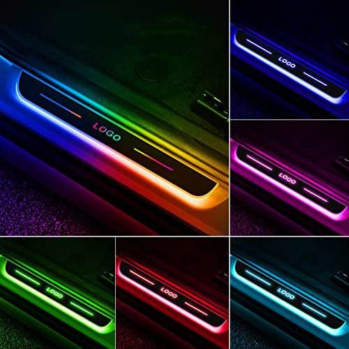LED-Induktionslicht einstiegsleisten, Personalisiert LOGO LED-Induktionslicht einstiegsleisten, Verkabelungsfreie Anti Scratch Türschweller Schutz Leisten, Wasserdicht, passend für alle Modelle Autos