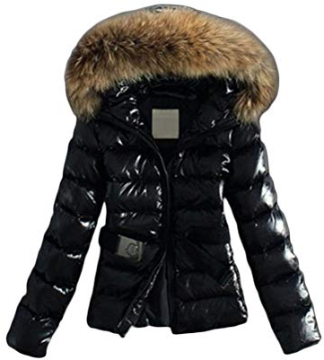 Minetom Winterjacke Damen Lange Daunenjacke Parka Jacke Mit Künstlich Fellkapuze Steppjacke Wintermantel Daunenmantel A Kurz Schwarz 38