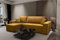 Kaiser Möbel, Ecksofa mit schlaffunktion, mit Bettkasten, Schlafsofa Atos, Designer Sofa, Modern Design Couch, Polsterecke, Freistehend, Polsterung Samt, Senffarbe Links