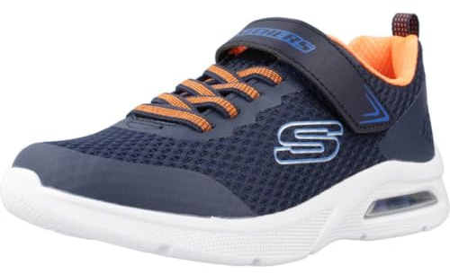 Skechers Jungen Sneaker, Marineblau Textil Synthetik Orange Blau Trim, 30 EU