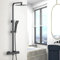 Aica Sanitarios Columna de Ducha Termostática Negro Mate Cuadrada con Barra Ajustable, Alcachofa de Ducha Lluvia Efecto para Baño