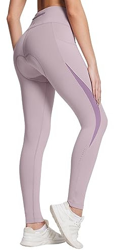 BALEAF Winter Damen Radfahren Hose 4D gepolstert Thermal Wasserabweisend Fahrradhose Polsterung Fleece gefüttert Kaltes Wetter mit Taschen Pink XS