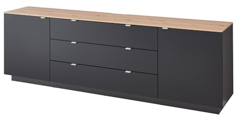 Lomadox TV-Sideboard Fernsehschrank schwarz mit Artisan Eiche, Breite 240 cm. modern