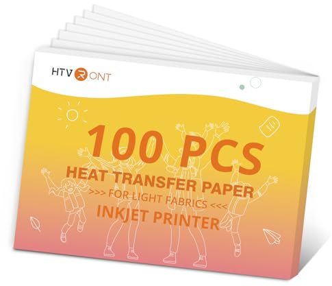 HTVRONT Heat Transfer Paper for Light T Shirts -100 Sheets 8.5x11 Iron on Transfer Paper for Inkjet Printer, Stretchable & Durable Printable Heat Transfer Vinyl, Easy to Use, SG-RZYZ-0026
