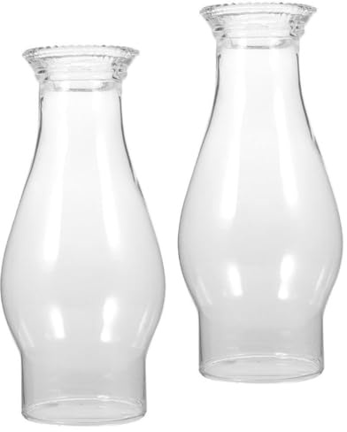 Kichvoe Clear Glass Lamp Shade Replacement for Oil Lamp Chimney Kerosene Accessories Windproof Vintage Chimney Cover High-Transparency Glass Cylinder 2 Pack