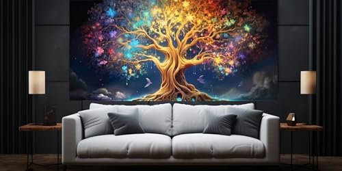 Diamond Painting Arbre de vie, Grand Format 100 X 50 cm, 5D Peinture Diamant, DIY Diamant Painting Adulte/Enfan, Point de Croix Kit Complet, Mosaïque Cristal Art, Tableau Decoration Murale Salon,F540
