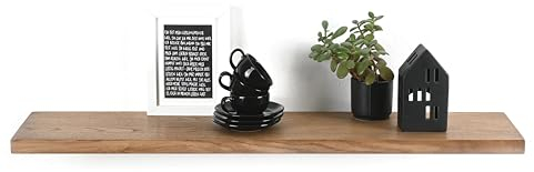 Natuhr Wandregal Wandboard Hängeregal Schweberegal Eiche massiv dunkel geölt 75 x 20 x 2 cm (Ohne Befestigungsmaterial)