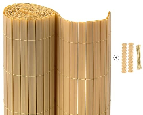 casmartis Premium PVC Sichtschutzmatte - Bambus - 90 x 600 cm (2-teilig) - Zaunsichtschutz, Sichtschutzzaun, Balkonverkleidung, Zaunblende Garten Balkon Terrasse