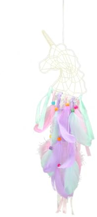 Einhorn Wandbehang Traumfänger MS0130CD aus Eisen mit Licht für Zuhause | Kinderzimmer Deko, für Auto und Heim, Leuchtendes Ornament, Wandanhänger für Einhorn Fans