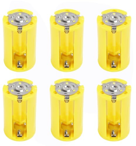 AEDIKO 6pcs 3 AA to 1 D Battery Adapters Holder 1.5V Output Case Box AA to D Battery Converter (Yellow)