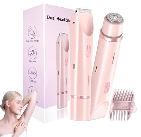 Elektrischer Intimrasierer für Frauen, 2-in-1 Elektrischer Rasierer Damen Intimbereich Intimrasierer, Bikini Trimmer, Wasserdicht Nass- und Trockenrasierer für Gesicht Körper Bein Bikini