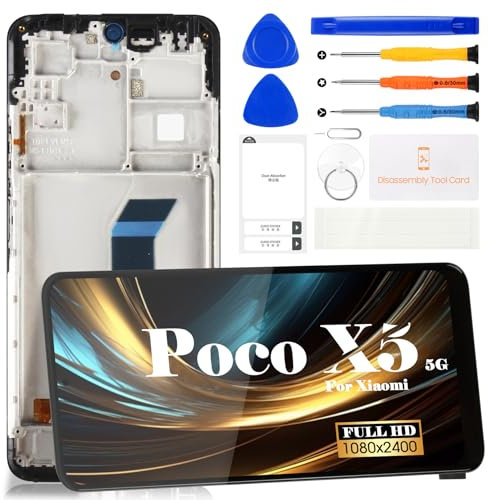 OLED - Pantalla LCD para Xiaomi Poco X5 Pro 5G para Redmi Note 12 Pro, reemplazo de pantalla para 22101320G, digitalizador táctil, kits de reparación (negro, con marco)
