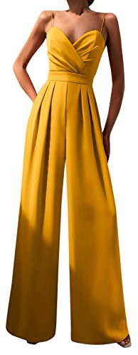 Jumpsuit Donna Elegante Da Sera Jumpsuit Tutina Tute Larghe a Gamba Larga Tuta Lunga Abito Senza Maniche Jumpsuit Retro Pantaloni Larghi Jumpsuit Cocktail Overall Cerimonia Con Maniche Corte