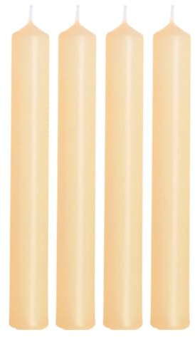 Stabkerzen, Tafelkerzen, Leuchterkerzen, Tischkerzen als 4er Set in Creme, Größe: H/Ø ca. 17 x 2 cm,