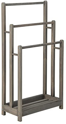 GIANTEX Handtuchständer, Handtuchhalter Stehend mit Stangen, Badetuchhalter ohne Bohren, 45 x 22 x 86 cm, Platzsparender Badetuchständer für Tücher, Kleidung & Decken (Grau)