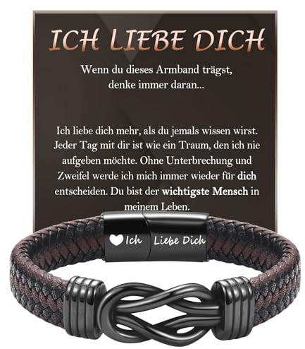 FAOMZQ Geschenke für Männer, Ich Liebe Dich Geschenk für Männer mit Gravur, Armband Geschenk für Meinen Mann Ehemann Freund zum Geburtstag Weihnachten Vatertag Valentinstag