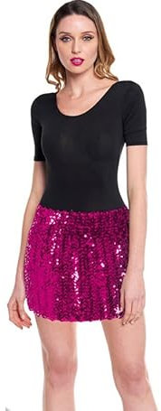 Partilandia Minigonna da donna con paillettes fucsia (taglia S)