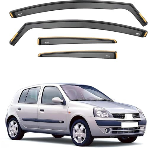 DXQxue Windabweiser für Renault Clio mk2 1998-2005, Autofenster Regenschutz, Regenabweiser, Anklebbare Deflektoren Aerodynamisch
