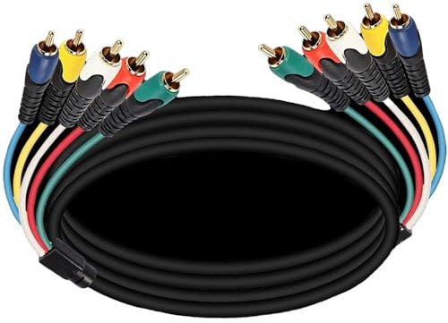 Hanprmeee Cable 5RCA, cable de video por componentes con soporte de audio 1080i, compatible con reproductores de DVD, videocámaras, proyectores (1,8 m)